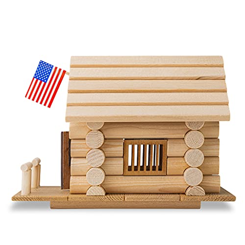 LOG CABIN TOYS - FRONTIER JAILHOUSE - 56 PIEZAS + PEGAMENTO - 100% MADERA NORTEAMERICANA