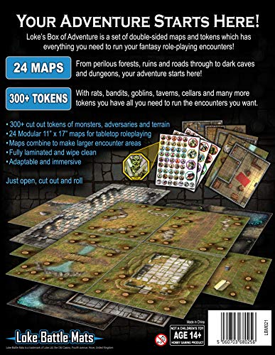 Loke Battle Mats Libro de Bandeja de Juego: Box of Adventure - RPG Maps & Tokens -1. Valley of Peril 021LBM