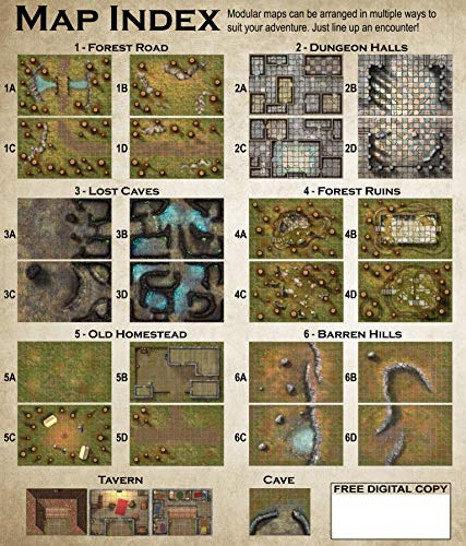 Loke Battle Mats Libro de Bandeja de Juego: Box of Adventure - RPG Maps & Tokens -1. Valley of Peril 021LBM