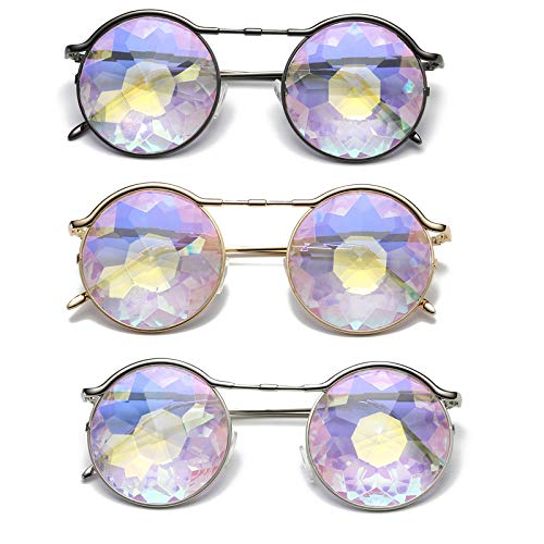 longhua Metal psicodélico caleidoscopio gafas de sol baile fiesta discoteca vestir gafas color como se muestra