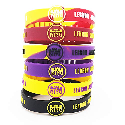 Lorh's store Equipo de Baloncesto Estrella Inspirador Firma Pulseras Deporte Silicona Pulsera Ajustable (Lebron James)