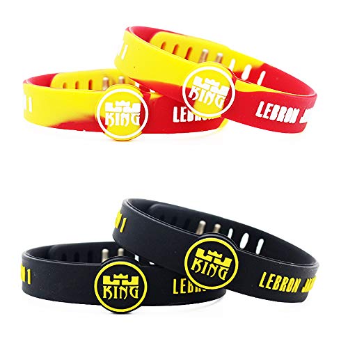 Lorh's store Equipo de Baloncesto Estrella Inspirador Firma Pulseras Deporte Silicona Pulsera Ajustable (Lebron James)