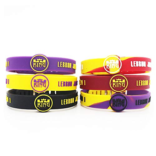 Lorh's store Equipo de Baloncesto Estrella Inspirador Firma Pulseras Deporte Silicona Pulsera Ajustable (Lebron James)