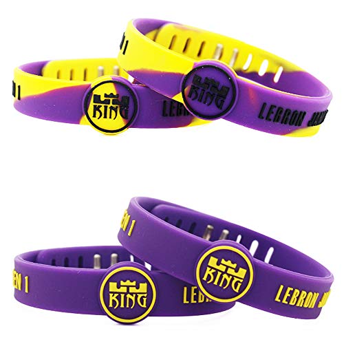 Lorh's store Equipo de Baloncesto Estrella Inspirador Firma Pulseras Deporte Silicona Pulsera Ajustable (Lebron James)