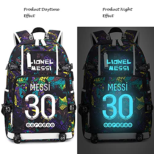 Lorh's store Jugador de fútbol Estrella Lionel Messi Luminosa Mochila multifunción Numero 10 Estudiante de Viaje Mochila fanáticos del fútbol Mochila para Hombres Mujeres (Estilo 4)