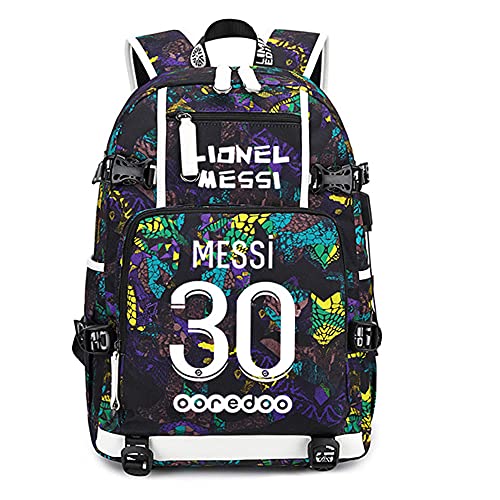 Lorh's store Jugador de fútbol Estrella Lionel Messi Luminosa Mochila multifunción Numero 10 Estudiante de Viaje Mochila fanáticos del fútbol Mochila para Hombres Mujeres (Estilo 4)