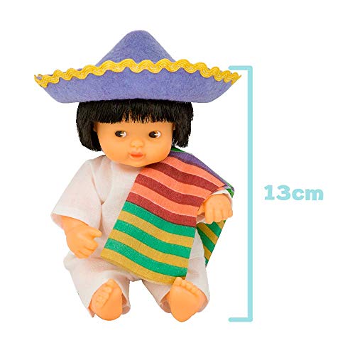 Los Barriguitas - Barriguitas del mundo Mexicano, divertida muñeca coleccionable con traje tradicional de México, edición limitada de bebés barriguita con vestidos bonitos, FAMOSA (700016873)