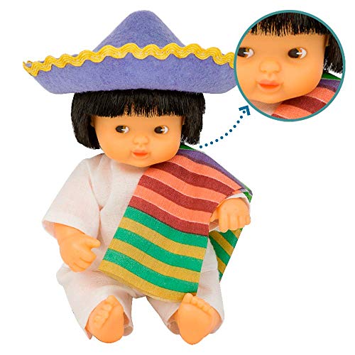 Los Barriguitas - Barriguitas del mundo Mexicano, divertida muñeca coleccionable con traje tradicional de México, edición limitada de bebés barriguita con vestidos bonitos, FAMOSA (700016873)