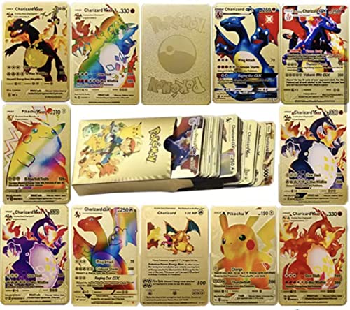 Lote de 27 Cartas Metálicas Pokémon Chapadas en Oro en Español Edición Coleccionista Tarjetas Doradas de Alta Potencia Aleatorias