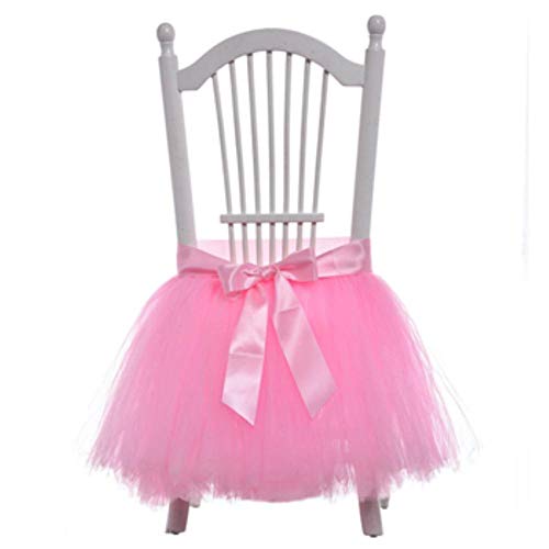 Lovely White Pink Country Kid Baby Shower Cumpleaños Bautismo Evento Suministros para Fiestas Tutu Decoración de la Boda Tulle Tie Falda para Silla, Rosa, 45X45cm