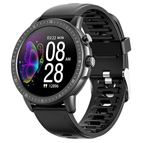 LTLJX Hombre Deportivo Reloj Fitness, Mujer HR Pulsera Actividad Inteligente Impermeable IP67 Pulsómetro Monitor de Sueño Podómetro Cronómetros para iOS Android,Negro