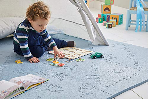 LuBabymats - Alfombra puzzle infantil para bebés de Foam (EVA), suelo extra acolchado para niños, color azul celeste