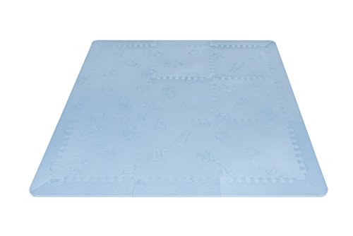 LuBabymats - Alfombra puzzle infantil para bebés de Foam (EVA), suelo extra acolchado para niños, color azul celeste