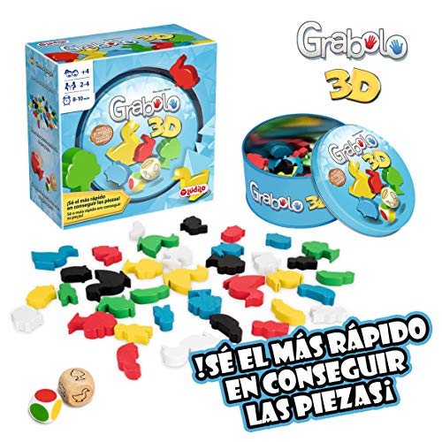 Lúdilo- Grabolo Educativo para Jugar en Familia, Mesa para niños, Figuras 3D, Agilidad Mental, Juego Habilidades cognitivas de Madera (80871)