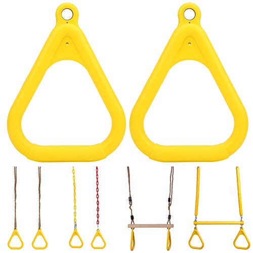 Luroze Anillo de Entrenamiento para Niños, 80 Kg de Carga, Anillo de Gimnasia para Niños, Resistente para Barra de Columpio para Patio Trasero, Equipo de Entrenamiento para Equipo de Patio(Amarillo)