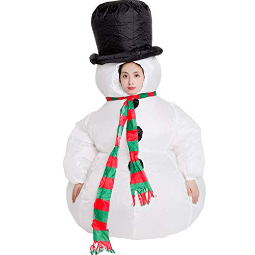 Lvguang Muñeco de Nieve Traje, Inflable Costume Fiestas de Navidad y Disfraces, Divertido y Gracioso Accesorio de Navidad Festivo de la Navidad Disfraz (Blanco)