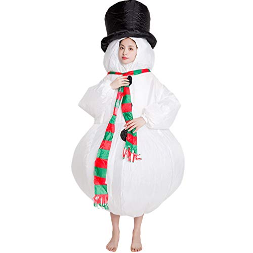 Lvguang Muñeco de Nieve Traje, Inflable Costume Fiestas de Navidad y Disfraces, Divertido y Gracioso Accesorio de Navidad Festivo de la Navidad Disfraz (Blanco)