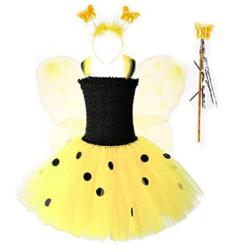 LXQLLJJD Conjunto De Disfraz De Mariposa Con Alas De Vestir, Varita Y Diadema, Conjunto De Tutú De Princesa De Hadas Elástico, Vestido De Malla De Niña Para Disfraces Navideños,S