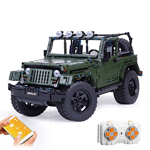 LYMHGHJ Technic Vehículo Todoterreno Jeep Wrangler Rubicon Juego de construcción, 1:10 2.4Ghz RC Vehículo Todoterreno con Motor, 2078 Piezas de Bloques de construcción compatibles con Lego Technic