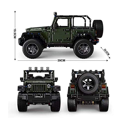 LYMHGHJ Technic Vehículo Todoterreno Jeep Wrangler Rubicon Juego de construcción, 1:10 2.4Ghz RC Vehículo Todoterreno con Motor, 2078 Piezas de Bloques de construcción compatibles con Lego Technic