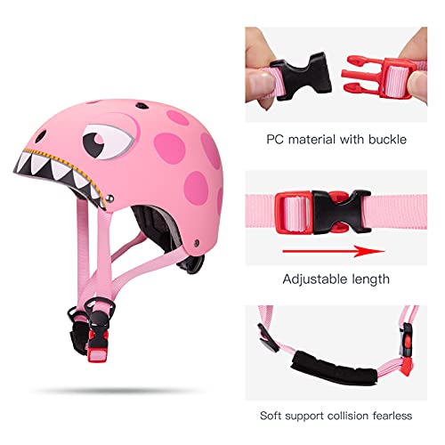 LZDMY Casco Infantil de Bicicleta de proteccióon, para Deporte de Ciclismo y Patinaje en monopatín, para niños 2,3,4,5 años de Edad (Rosa)