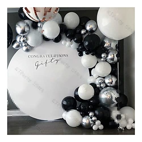 LZYY Decoraciones de Fiesta para niños Globos Mármol Kite Guirnalda Decoración Boda Cromada Sliver Black Blanco Balloon Arco Baby Shower Hollywood Party DecorEtion 123PCS Centros de Partido