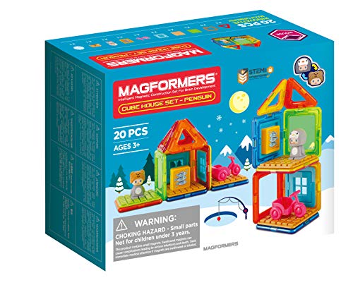 Magformers Cube House Penguin - Juego de 20 Piezas de construcción magnética con Formas magnéticas y Accesorios