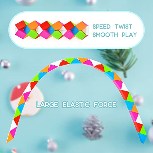 Magic Snake de 36 Bloques, TOYESS Rompecabezas Cubos de Serpiente Mágica para Niños, Twisty Puzzle Ruler para Llenadores de Bolsos para Fiestas o Navidad (Azul y Blanco)