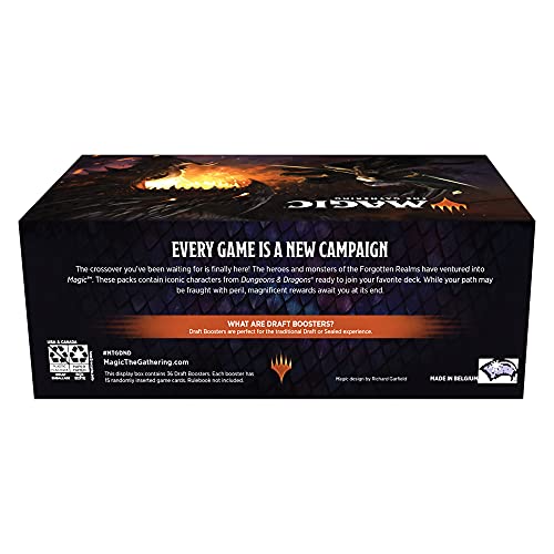 Magic The Gathering Adventures in The Forgotten Realms Draft Booster Box | 36 Paquetes (540 Tarjetas mágicas) Multicolor