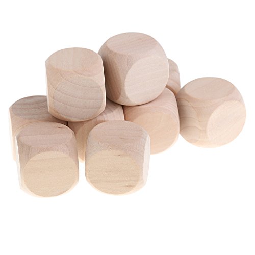 MagiDeal DIY Dados de Madera en Blanco para Juegos de Mesa D&D MTG - 3 cm (10 Piezas)