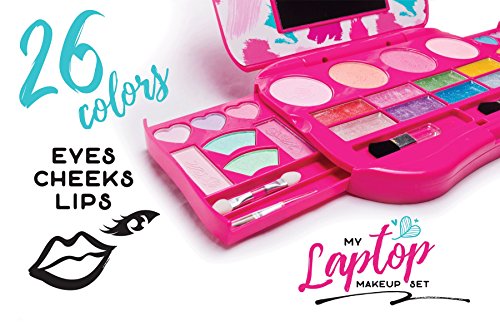 Make it Up My Laptop Girls Makeup Set by Fold out Makeup Palette with Mirror and Secure Close - Safety Tested- Non Toxic