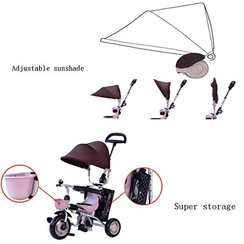 MAMINGBO Acero inoxidable del triciclo del bebé plegable portátil Pedal Triciclo for bicicleta, for el niño niños/niñas, de 7 meses - 6 años (Color : Chocolate color)