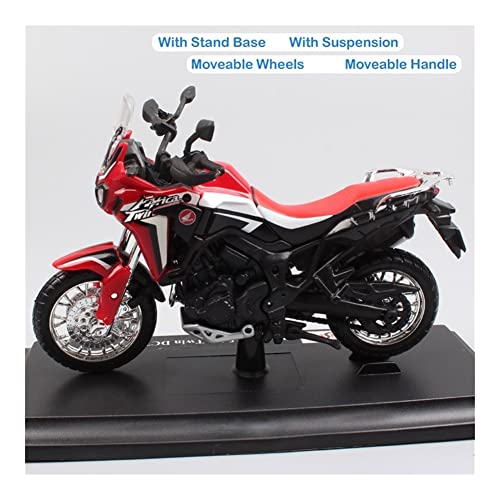 Maquetas de Coches 1:18 Escala para Hon┐da CRF1000L para Africa Twin DCT 2016 Deporte De Aventura Diecast Motocicleta Modelo De Juguete Todoterreno Bicicleta Vehículo (Color : Rojo)