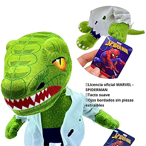 Marvel, Spiderman Villanos Peluche The Lizard, Doctor Octopus, Carnage, Venom, y Green Goblin - 28-33 CM ( 11-13") Licencia Oficial (THE LIZARD)