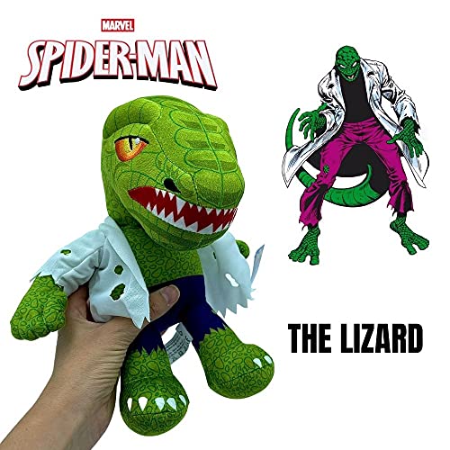 Marvel, Spiderman Villanos Peluche The Lizard, Doctor Octopus, Carnage, Venom, y Green Goblin - 28-33 CM ( 11-13") Licencia Oficial (THE LIZARD)