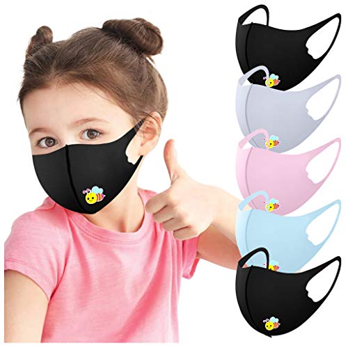 Mascarilla infantil de tela de seda helada, lavable, reutilizable, anticontaminación, transpirables, para niño, deporte, exterior, pantanas, estampado de dibujos animados