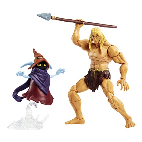 Masters of the Universe Masterverse Figura de Acción Savage He-Man con Orko - 3 Armas Incluidas - 18 cm - Regalo para Coleccionistas de 6+ Años