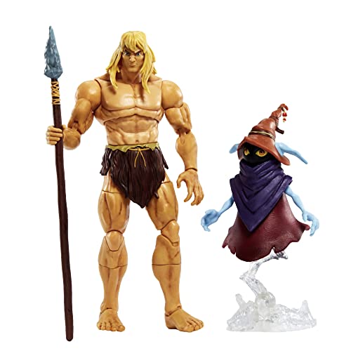 Masters of the Universe Masterverse Figura de Acción Savage He-Man con Orko - 3 Armas Incluidas - 18 cm - Regalo para Coleccionistas de 6+ Años