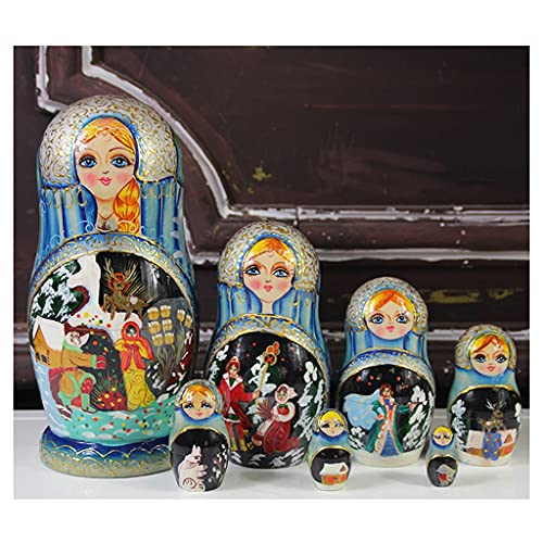 Matryoshka Matrioskas 9"Conjunto De 7 Piezas De Madera Hecho A Mano Tradicional Ruso Anidación Apilado Muñecas Matryoshka Niños Regalos Muñecas Rusas de anidación