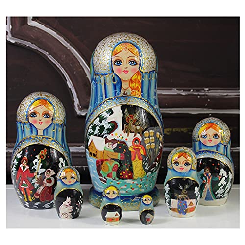 Matryoshka Matrioskas 9"Conjunto De 7 Piezas De Madera Hecho A Mano Tradicional Ruso Anidación Apilado Muñecas Matryoshka Niños Regalos Muñecas Rusas de anidación