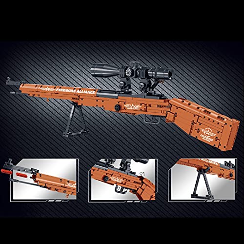 MBKE Technic - Juego de bloques de construcción para rifle de francotirador, 715 piezas de rifle de francotirador de 98 K con dardos, modelo de armas militares Swat compatible con Lego Technic