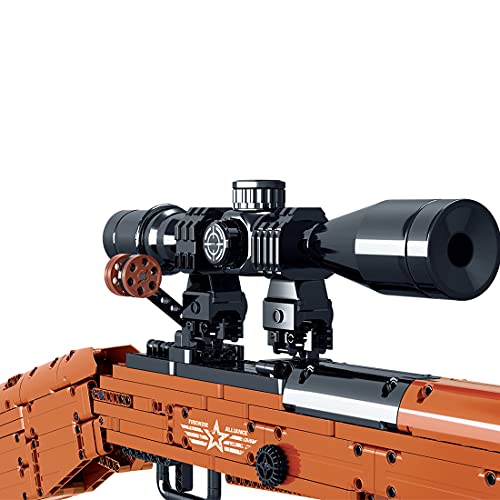 MBKE Technic - Juego de bloques de construcción para rifle de francotirador, 715 piezas de rifle de francotirador de 98 K con dardos, modelo de armas militares Swat compatible con Lego Technic