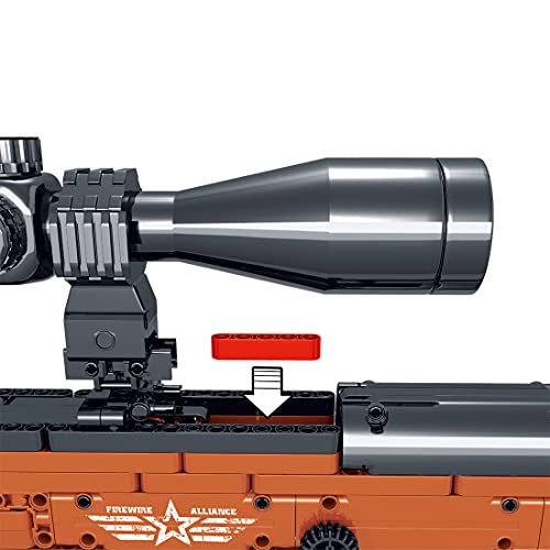 MBKE Technic - Juego de bloques de construcción para rifle de francotirador, 715 piezas de rifle de francotirador de 98 K con dardos, modelo de armas militares Swat compatible con Lego Technic