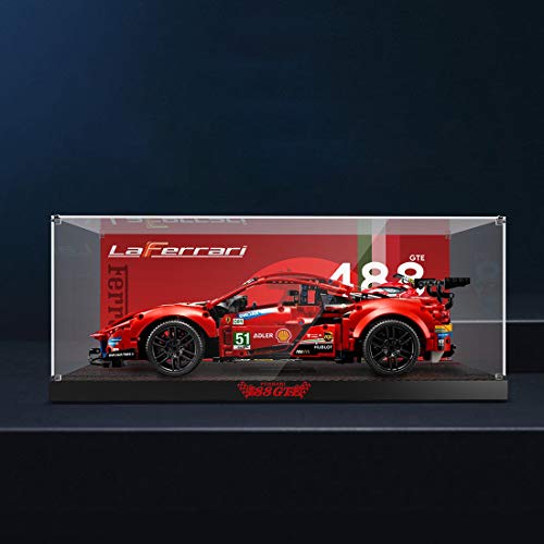 MBKE Vitrina de acrílico para LEGO Technic 42125 Ferrari 488, caja de exhibición a prueba de polvo compatible con Lego 42083