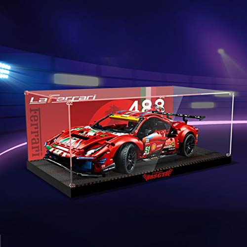 MBKE Vitrina de acrílico para LEGO Technic 42125 Ferrari 488, caja de exhibición a prueba de polvo compatible con Lego 42083