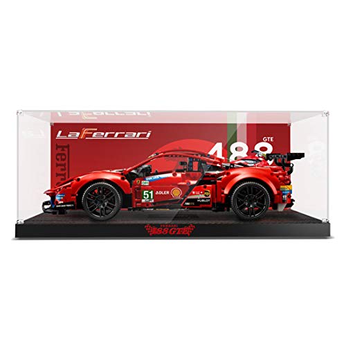 MBKE Vitrina de acrílico para LEGO Technic 42125 Ferrari 488, caja de exhibición a prueba de polvo compatible con Lego 42083