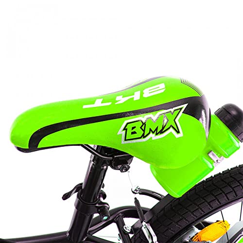 Mediawave Store - Bicicleta BMX BKT diámetro 20" marco de acero con timbre y botella de agua, bicicleta para niños, deportes, ciclismo, actividades al aire libre (verde)