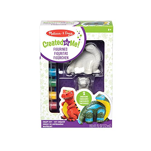 Melissa & Doug- Created by Me Dinosaur Figurines Craft Kit Figuritas de Dinosaurios, Multicolor (8868)