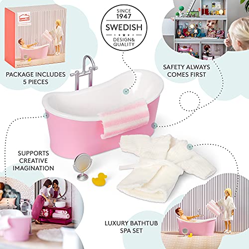 Melody Jane- Lundby Bath Set Juego de baño para casa de muñecas Lundy, Color Rosa.Blanco (Micki Leksaker AB L3063)