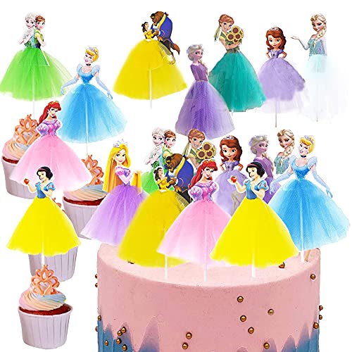 MEZHEN Princesa Decoracion Tarta Sirena Pastel Toppers Niña Cupcake Toppers Princess Cake Toppers 10 Piezas